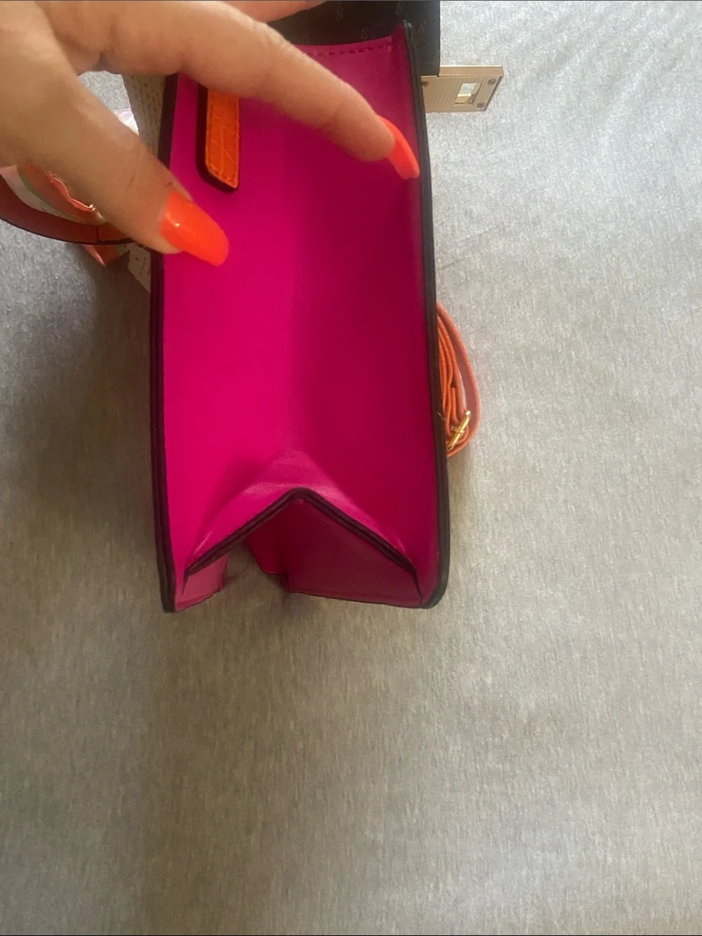 ALDO Yellow, Orange & Pink Top-Handle Satchel with Floral Scarf